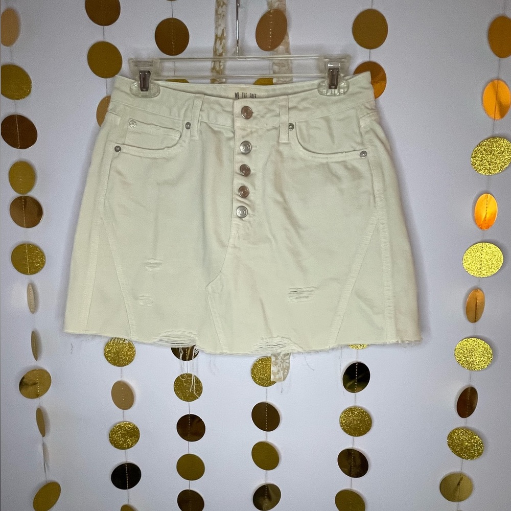 Free People cream denim skirt